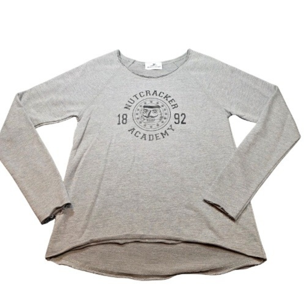 Nutcracker Academy‎ Adult S Gray Raglan Raw Edge High-Low Sweatshirt Top Ballet